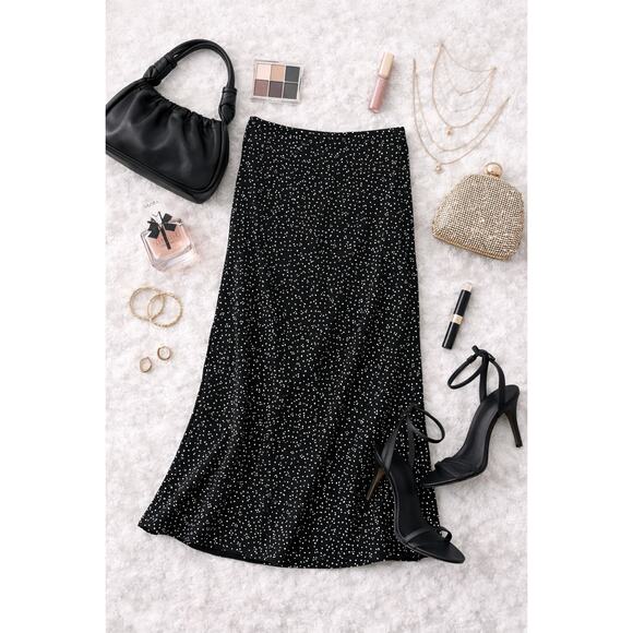 Flynn Skye Dresses & Skirts - Flynn Skye Women's Polka Dot Pull-On Maxi Skirt Black/White Rayon Size S